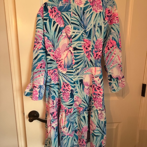 LILLY PULITZER NEW Peacock Blue Tweethearts Laeda Stretch Dress Size Small - Picture 10 of 10